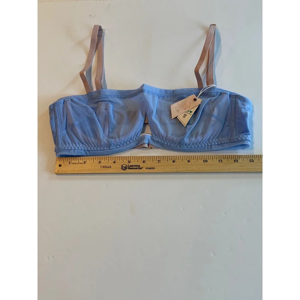WE‎ ARE HAH Blue Sheer Mesh Bralette Periwinkle Straps Keyhole Cutout Bra 30-38C